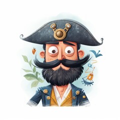 Pirate cartoon character drawing design for student learning Created with Generative AI technology.