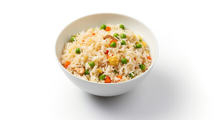 Fried rice isolated on pure white background