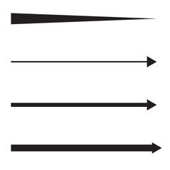Arrow right black set icon in flat. Vector sign on white backdrop