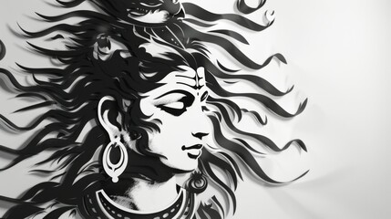 Shiva in black and white embracing spirituality, deity, and Hinduism through art and illustration