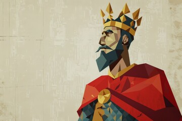 Richard Lionheart depicted as an English King in a minimalist art style showing royalty and history