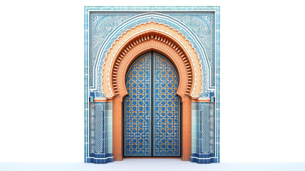 Mosaic palace door pattern isolated on pure white background