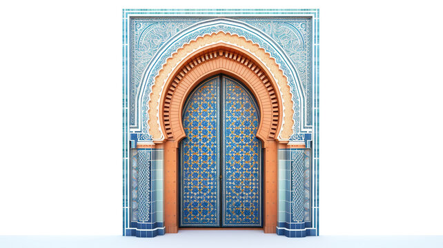 Mosaic palace door pattern isolated on pure white background