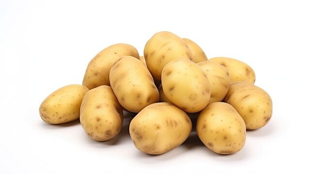 potatoes with their near nutrients isolated on a stark white background