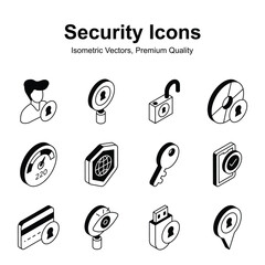Grab this carefully crafted isometric security icons set, ready for premium use