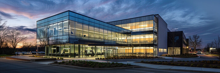 Corporate headquarters - high-tech building to house a large workforce for their business careers. Enterprise building 