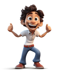 view of 3d cartoon boy with white background