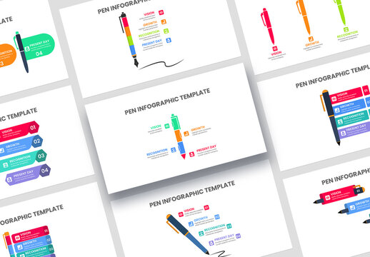 Colorful Pen Infographic Design Template