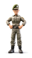 3d cartoon character professional army officer in uniform with white background
