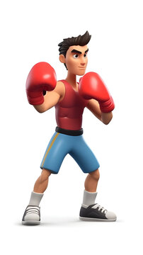 photo of splendid 3d cartoon character of young boy in boxing style