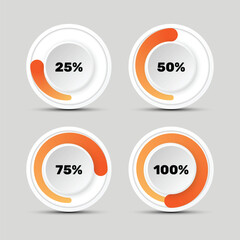 Circular gradient loading indicator or progress bar set with percentage for user interface