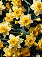 Bouquet of daffodil flowers detailed texture background for wedding, debut or any occassion like graduation or prom from Generative AI