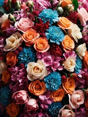 Colorful bouquet of flowers detailed texture background for wedding, debut or any occassion like graduation or prom from Generative AI