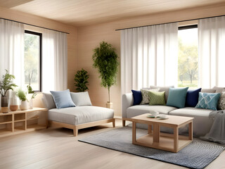 Obraz premium 3d render of a contemporary living room interior