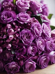 Purple bouquet of flowers detailed texture background for wedding, debut or any occassion like graduation or prom from Generative AI