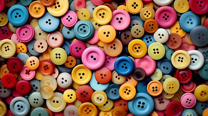 A well-arranged array of colorful buttons, perfect for craft and DIY projects.