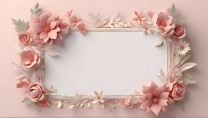 greeting card decorated floral frame high resolution with minimal border 3D Design