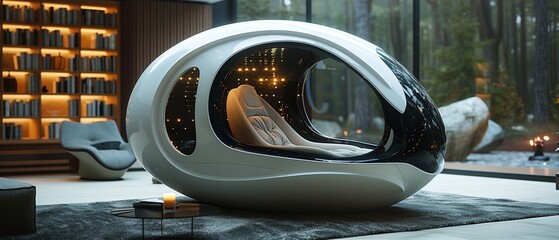 Futuristic media armchair in a modern living room