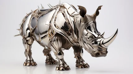 Deurstickers rhino sculpture on isolated white  © HotiGrapher