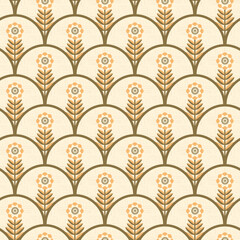 abstract flower seamless pattern floral motif traditional art deco fan pattern for fabric home wear carpets background surface design packaging vector illustration