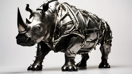 Deurstickers rhino sculpture on isolated white  © HotiGrapher