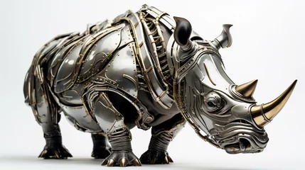 Foto op Canvas rhino sculpture on isolated white  © HotiGrapher