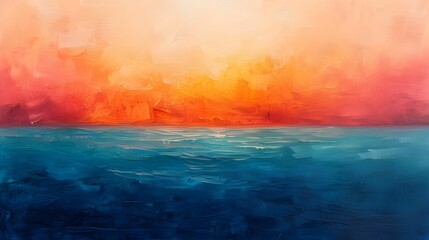 Abstract Ocean Sunset Canvas Painting Ai generated
