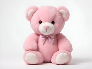 A Pink Stuffed Teddy Bear on White Background