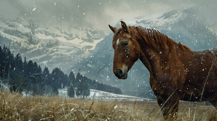 Wonderful horse portrait in Altopiano di Asiago.