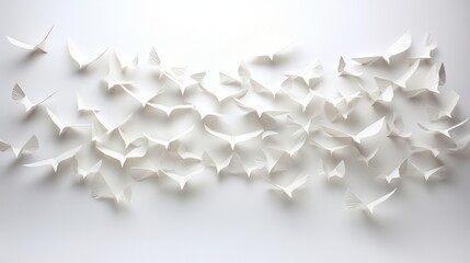 white doves on a white background - obrazy, fototapety, plakaty