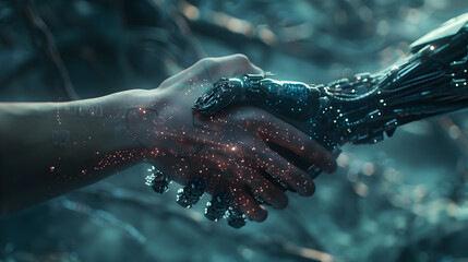Fototapeta premium First Handshake in the Future
