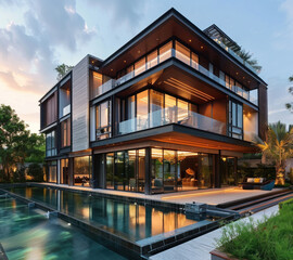 modern design of house with pool - Powered by Adobe