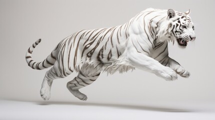 white bengal tiger on white background sculpture - obrazy, fototapety, plakaty
