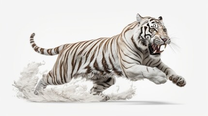 Fototapeta na wymiar white bengal tiger on white background sculpture