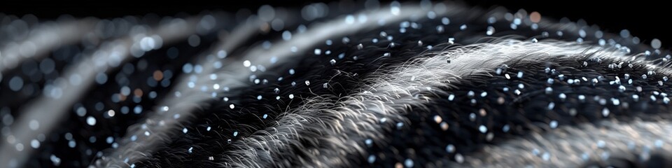 Close-up of a zebra fur with glitter particles - obrazy, fototapety, plakaty