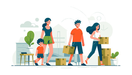 Concept of moving and new life image. Vector illustration.