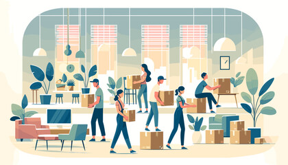 Concept of moving and new life image. Vector illustration.