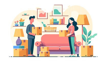 Concept of moving and new life image. Vector illustration.