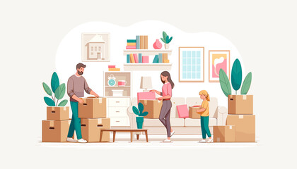 Concept of moving and new life image. Vector illustration.