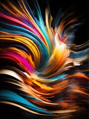 Colorful motion blur abstract on black background from Generative AI