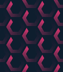 Hexagons Geometric Seamless Pattern Trend Vector Purple Noir Abstract Background. Half Tone Art Illustration for Fashionable Textile. Endless Graphic Repetitive Abstraction Wallpaper Dot Work Texture