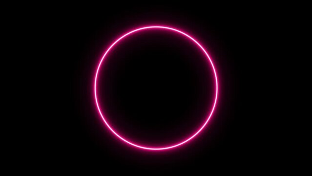 Abstract glowing purple neon light circle loading icon animation background	

