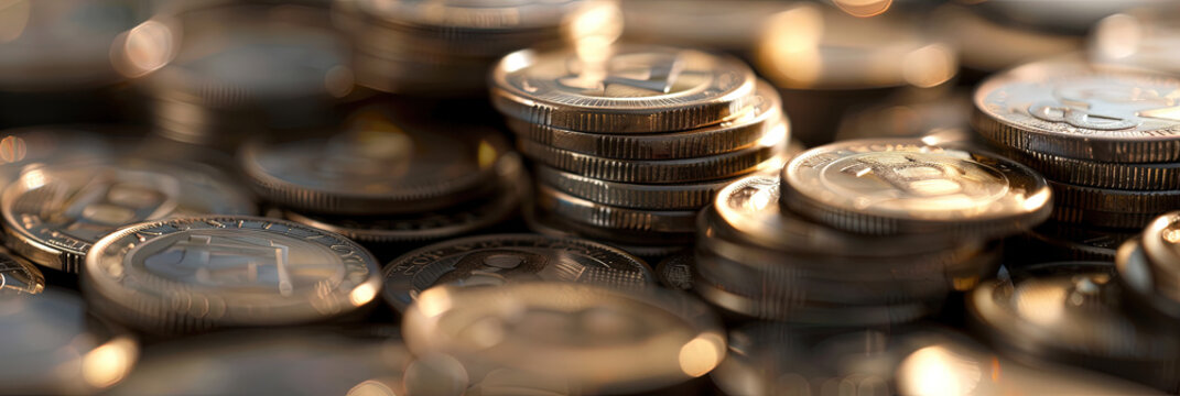 Economics concept with microeconomics and macroeconomics using coinage - cash money