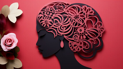 women's day 8th march woman head card beautiful illustration