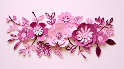 women's day paper cut pink spring flower card beautiful on pink background