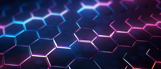 Fototapeta premium Mesmerizing Hexagon Pattern: Abstract Background with Radiant Glowing Lights