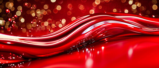 Red abstraction flows with energy and artistry, creating a vibrant landscape of digital waves and motion