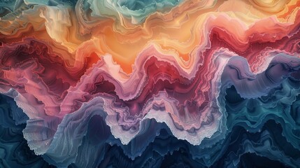 Journey through surreal fractal landscapes, where each curve and color tells a story of mathematical elegance - obrazy, fototapety, plakaty