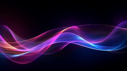 Fototapeta na wymiar Futuristic Neon Lights Abstract: Vibrant Pink, Purple, and Blue Wave Patterns - Data Transfer Concept - Dynamic Wallpaper