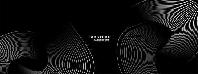 Black abstract background with spiral shapes. Technology futuristic template. Vector illustration.	

